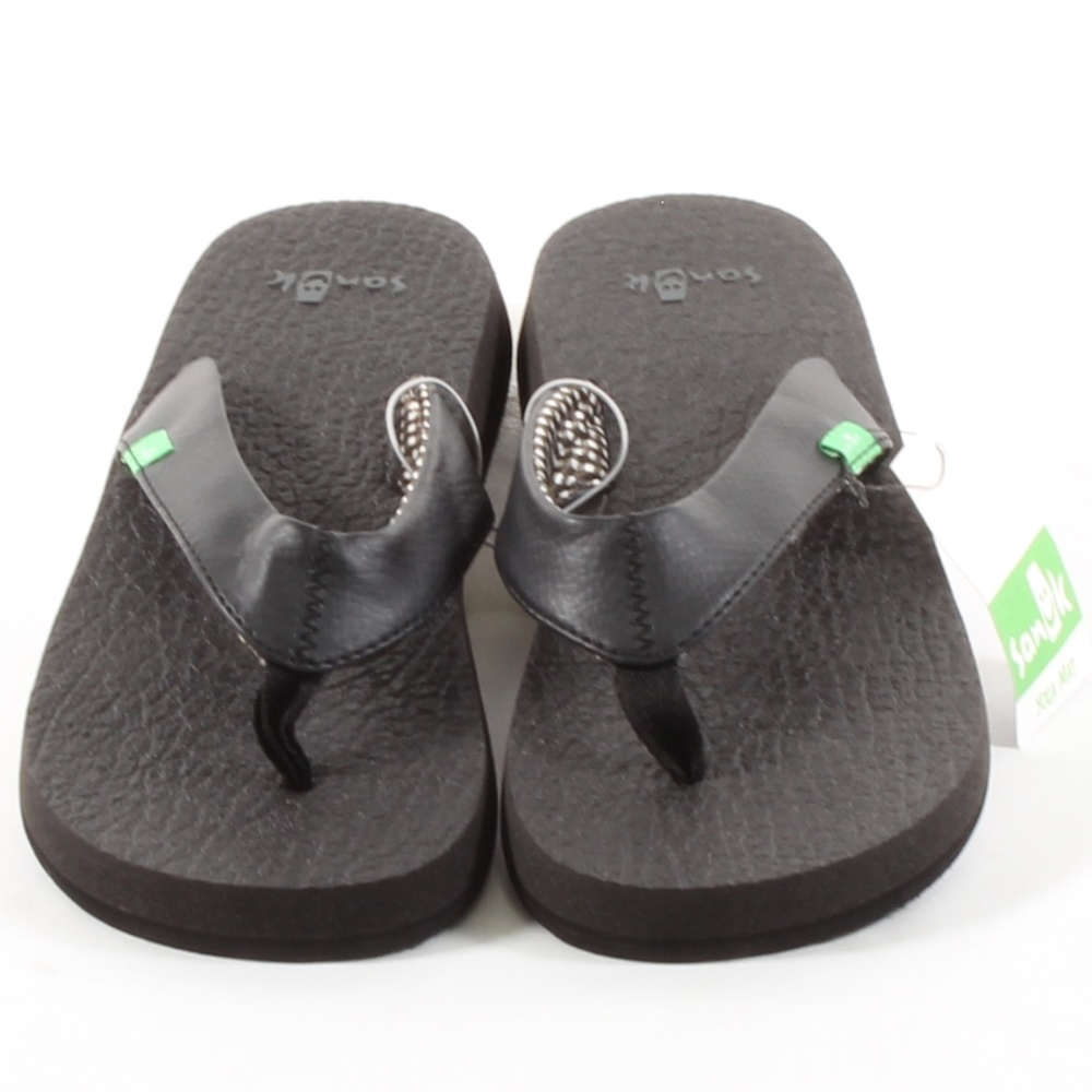 Sanuk Yoga Mat Flipflop Womens Thong Sandals Black - Picture 3 of 8